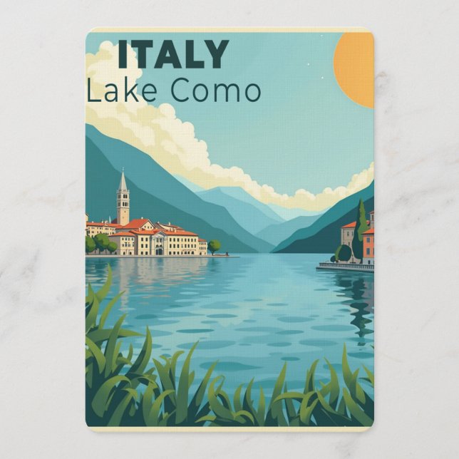 A Nostalgic Classic Travel Poster – Italy Lake Com Invitation (Front)