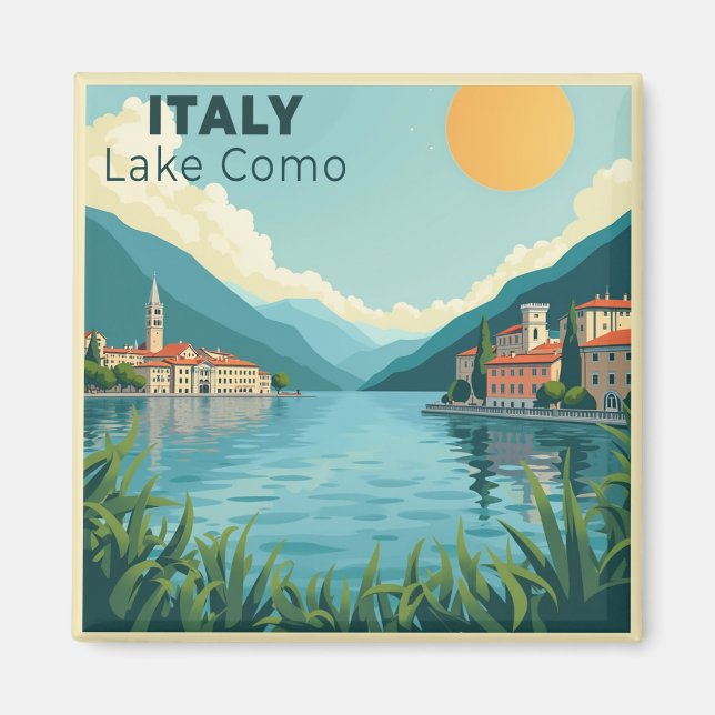 A Nostalgic Classic Travel Poster – Italy Lake Com Magnet (Front)