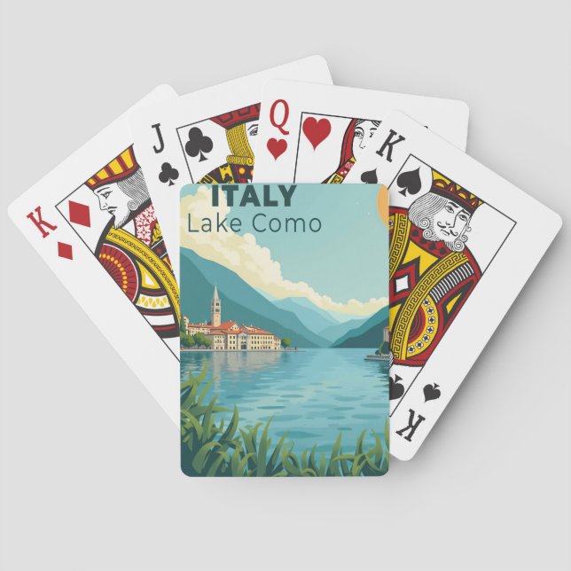 A Nostalgic Classic Travel Poster – Italy Lake Com Playing Cards (Back)