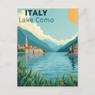 A Nostalgic Classic Travel Poster – Italy Lake Com Postcard
