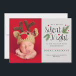 A Not So Silent Night Birth Announcement Photo<br><div class="desc">This adorable photo Christmas card is for the new parents! It reads "It's a not so Silent Night" and continues with your own personalised text. Holly berries, pine needles, and a rustic grey background. Perfect for showing off the new bundle of joy or celebrating baby's first Christmas. Template images must...</div>