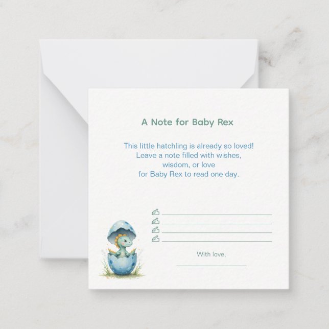 A Note for Baby Rex Dino Baby Shower for Boys Card (Front)
