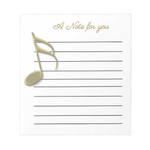 A Note for you Music Note Lined Notepad