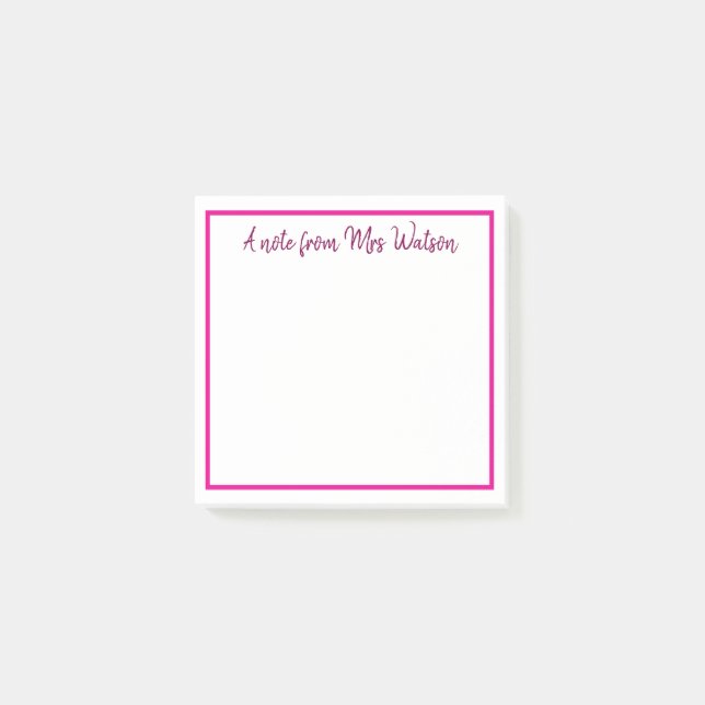 a note from add teacher name simple minimal border (Front)