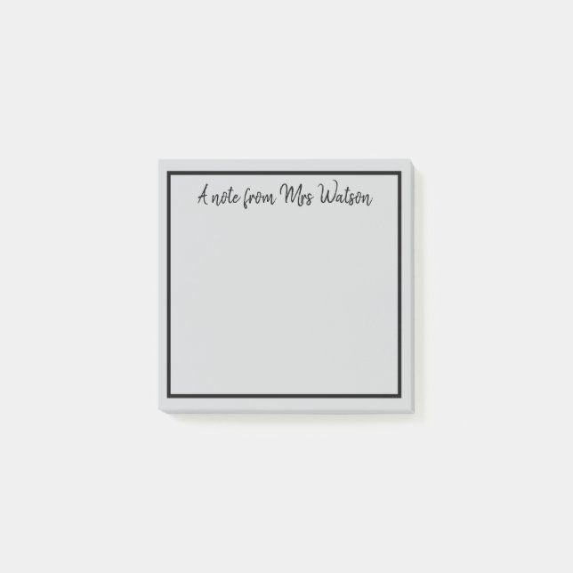 a note from add teacher name simple minimal border (Front)