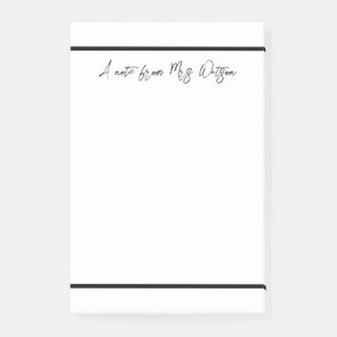 a note from add teacher name simple minimal border