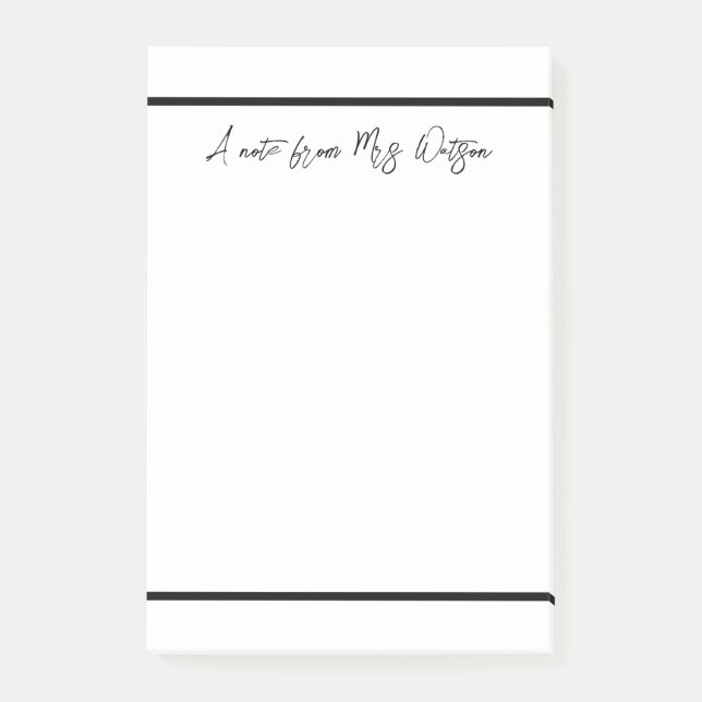 a note from add teacher name simple minimal border (Front)