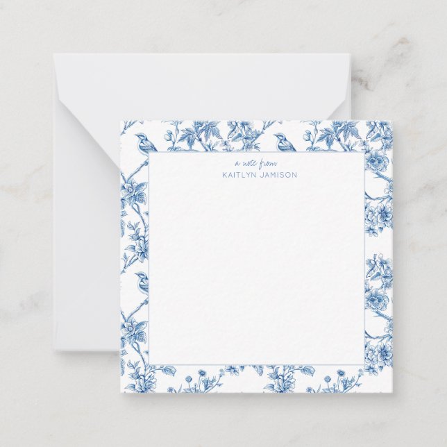 A Note From | Blue Chinoiserie Floral Note  Card (Front)