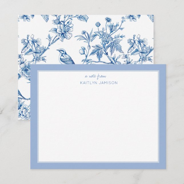 A Note From | Blue Chinoiserie Floral Note  Card (Front/Back)
