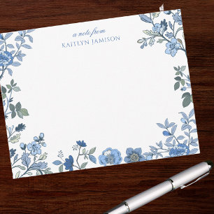 A Note From Blue Chinoiserie Floral Note Card