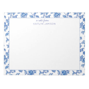 A Note From   Blue Chinoiserie Floral Notepad
