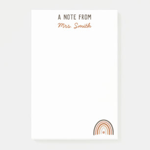 A Note From Boho Rainbow Teacher Post-it Notes