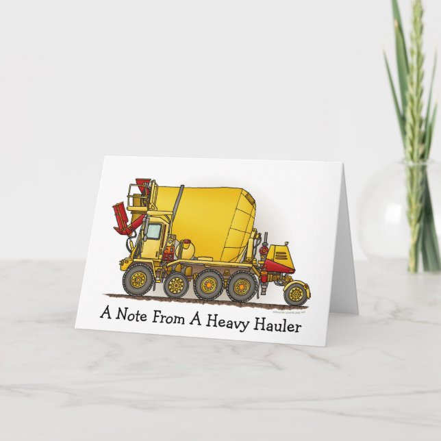 A Note From... Cement Mixer Truck Note Card (Front)