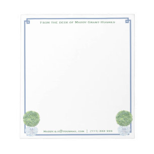 A Note From   Chic Blue Greek Key Boxwood Topiary