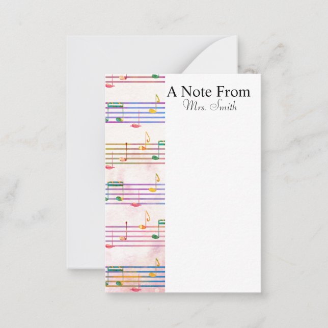 A Note From Colourful Music Note Musician Card (Front)