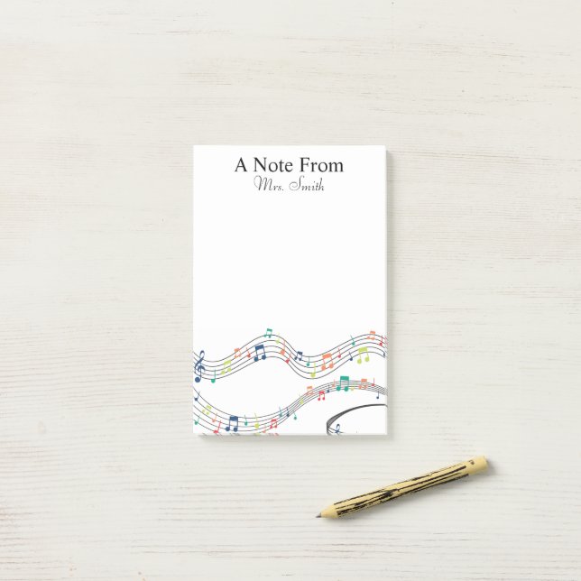 A Note From Colourful Music Note Whimsical Pattern (On Desk)