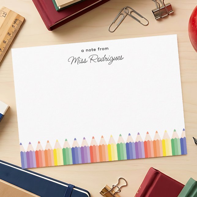 A Note From Colourful Rainbow Pencils Teacher Note Card (Creator Uploaded)
