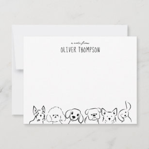 A Note From Cute Dog Animal Sketch Note Card
