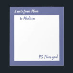 A note from Mum for daughter or son notepad<br><div class="desc">A personalised note from Mum to son or daughter. In classic purple and white brush script typography font.</div>