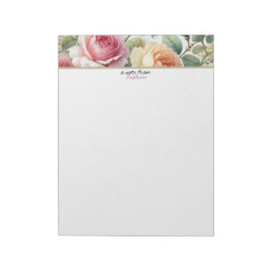 A Note From Personalised Floral Roses Notepad
