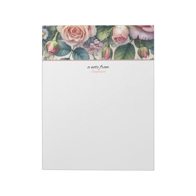 A Note From Personalised Floral Roses Notepad (Rotated)