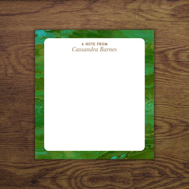 A Note From Personalised Notepad (Personalized name notepad with emerald green border.)