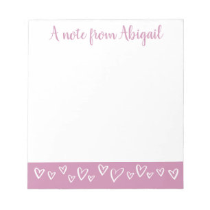 A note from Personalised Stationery Hearts Lilac