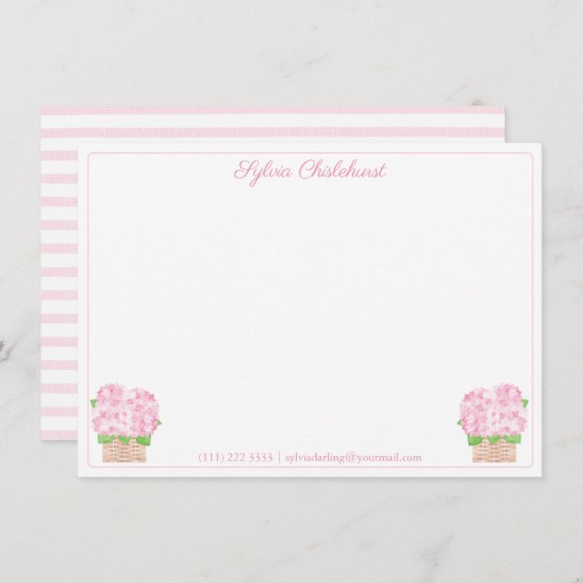 A Note From Pretty Pink Hydrangeas Baby Shower Thank You Card (Front/Back)