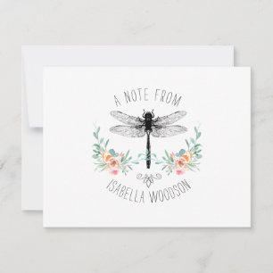 A Note From Rustic Dragonfly Floral Note Card