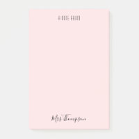 A Note From Teacher Blush Pink Name Post It Notes