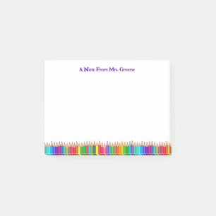 A Note from Teacher Coloured Pencils Post It Note
