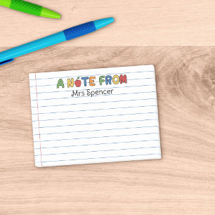 A Note From Teacher Lined