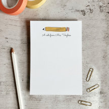 A Note From Teacher Number 2 Pencil Notepad