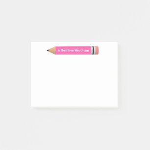 A Note from Teacher Pink Pencil Post It Note