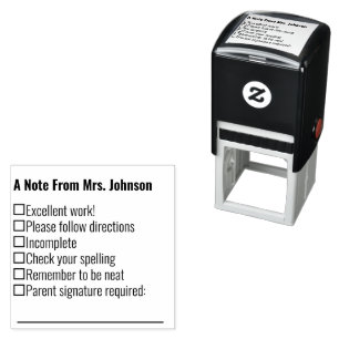 A Note From Teacher Template Self-inking Stamp