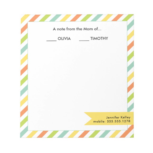 A Note from the Mum of...Bright Stripes (Front)