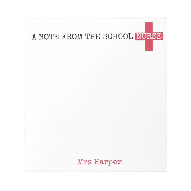 A Note From the School Nurse Personalised (Front)