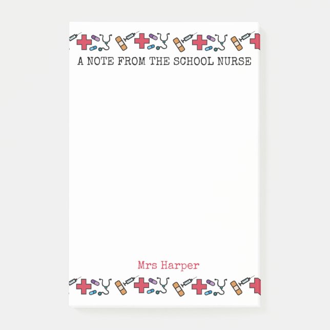 A Note From The School Nurse Personalised Cute (Front)