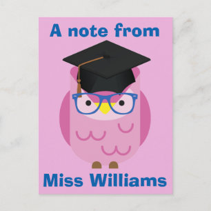 A note from the Teacher Purple Owl Postcard