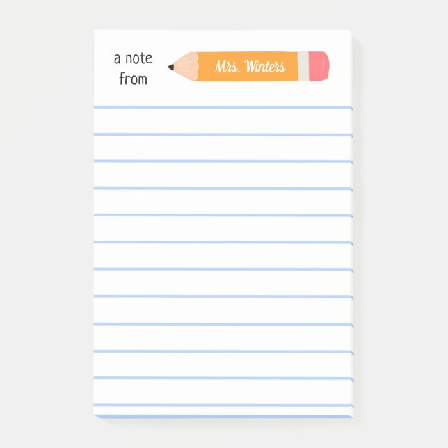 A note from yellow pencil... teaches gift (Front)