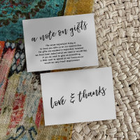 A Note on Gifts Casual Handwriting Wedding, White