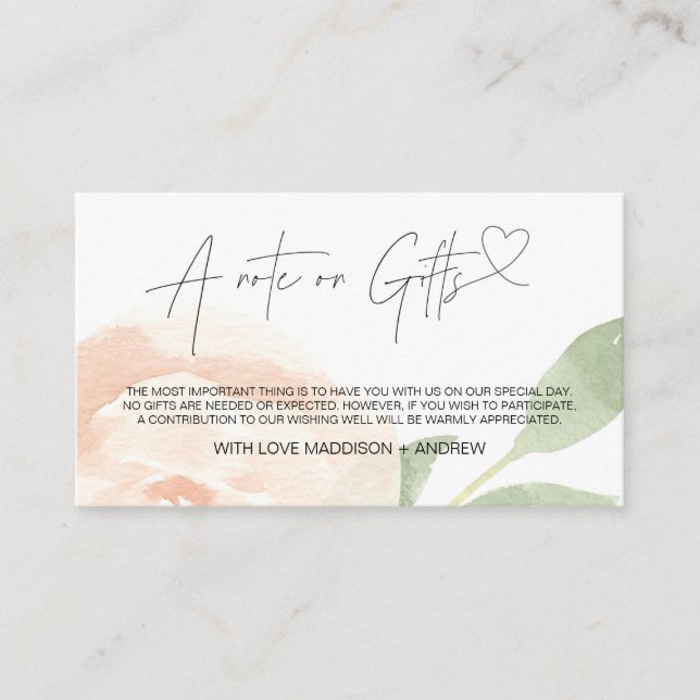 A Note on Gifts Floral Wishing Well Wedding Card (Front)