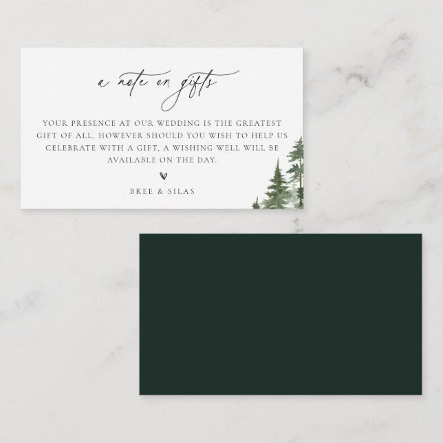 A Note On Gifts Forest Wedding Enclosure Card (Front/Back)