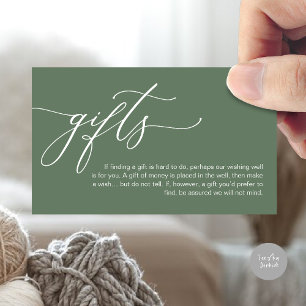 A note on gifts, honeymoon fund cash  enclosure card