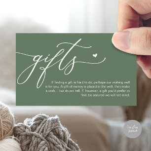 A note on gifts, Honeymoon Fund, Wish, Cash Enclosure Card