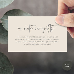 A note on gifts, Honeymoon Wish Fund Cash Enclosure Card