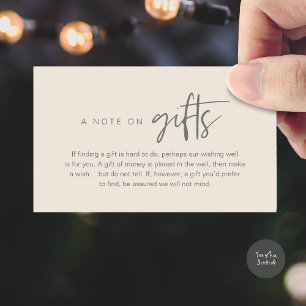 A note on gifts, Honeymoon Wish Fund Cash Enclosure Card