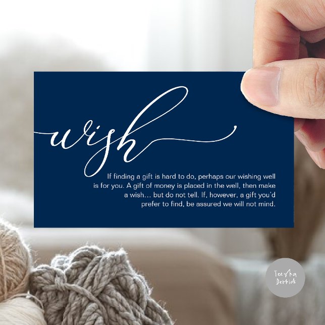 A note on gifts, honeymoon wish fund cash enclosure card (A note on gifts, honeymoon wish fund cash wish enclosure card in navy blue)