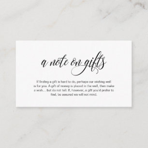 A note on gifts, Modern Elegant Wedding Enclosure Card