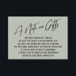 A Note on Gifts Modern Handwriting Wedding Sage Enclosure Card<br><div class="desc">These simple, distinctive card inserts were designed to match other items in a growing event suite that features a modern casual handwriting font over a plain background you can change to any colour you like. On the front side you read "A Note on Gifts" in the featured type; on the...</div>